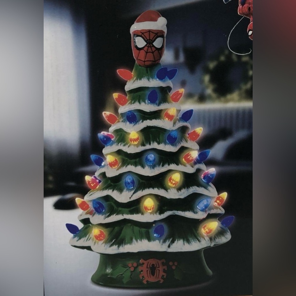 New in Box Ceramic Spider-Man Light Up Christmas Tree | Holiday | Seasonal Decor - Picture 6 of 7